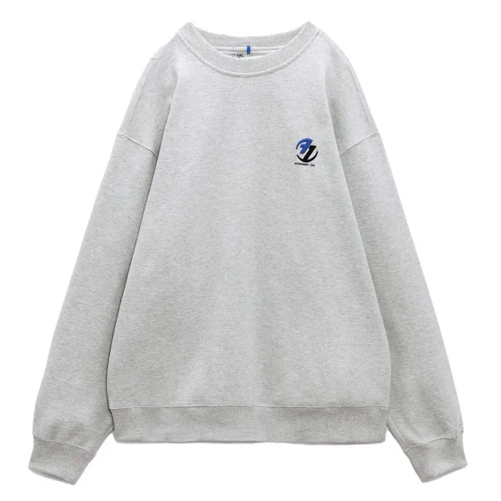 NWT ZARA x ADERERROR Oversized Sweatshirt - Grey Marl, Small